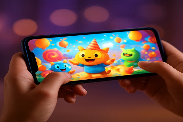 একজন ব্যবহারকারী স্মার্টফোনে সহজে অনলাইন গেমিং উপভোগ করছেন